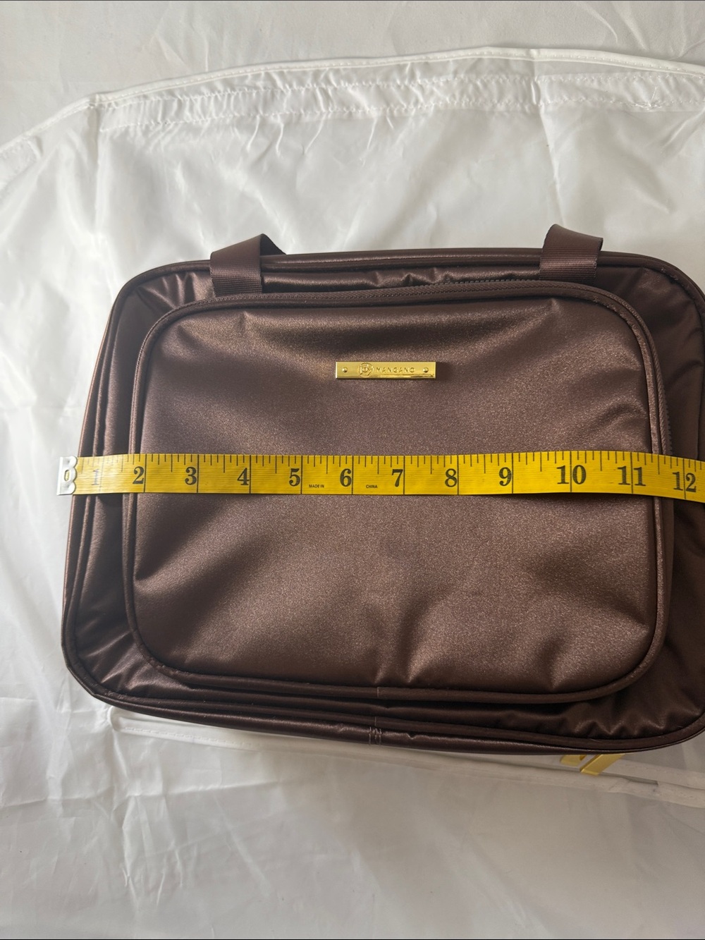 Joy Mangano Shimmering Brown Cosmetic Tote with Gold Plate - Picture 7 of 11